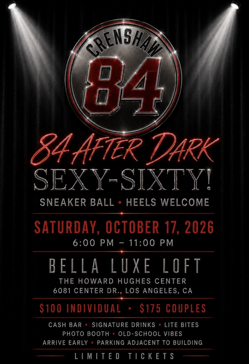 Official 84 After Dark Sexy Sixty sneaker ball invitation — Saturday, October 17, 2026, 6–11 PM at Bella Luxe Loft, Los Angeles